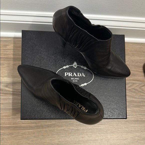 Prada Black Ankle Boots Elegant Suede Finish - Picture 1 of 8